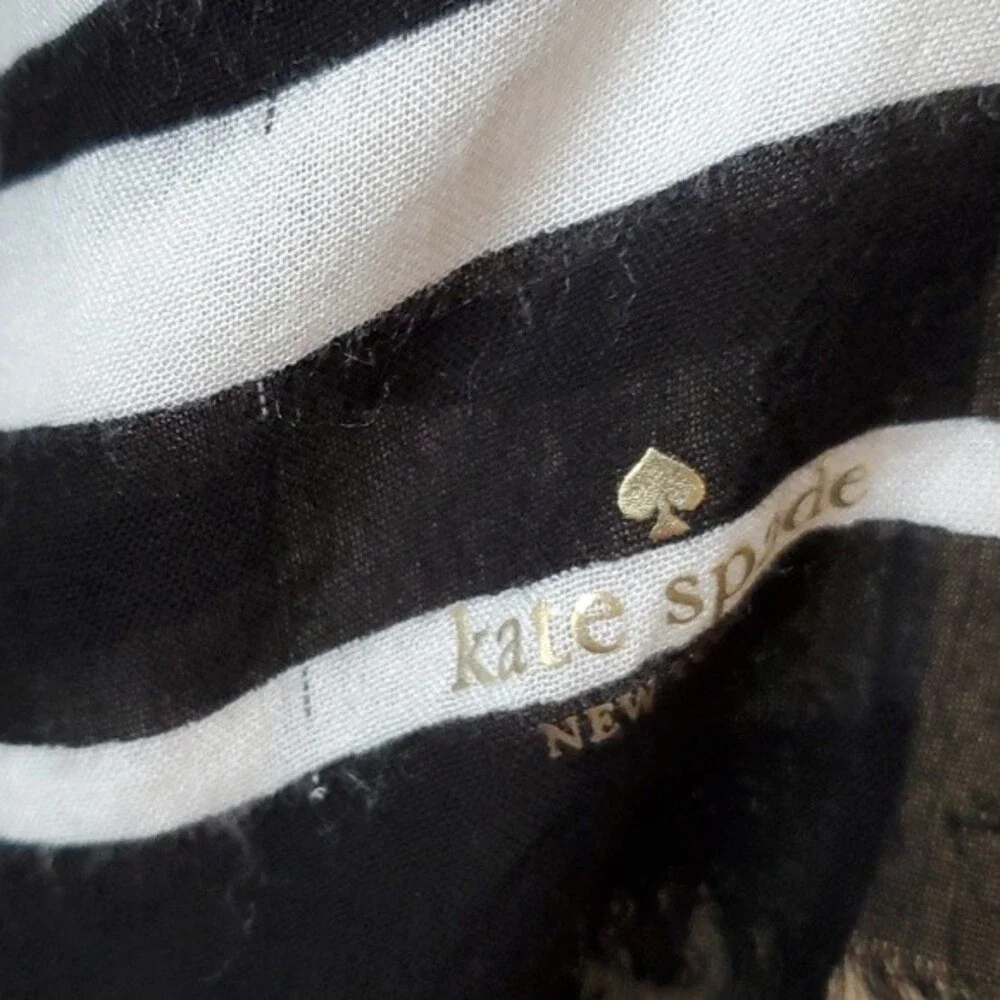 KATE SPADE BLACK WHITE STRIPE LIGHTWEIGHT SCARF WRAP NAUTICAL SUMMER BEACHY